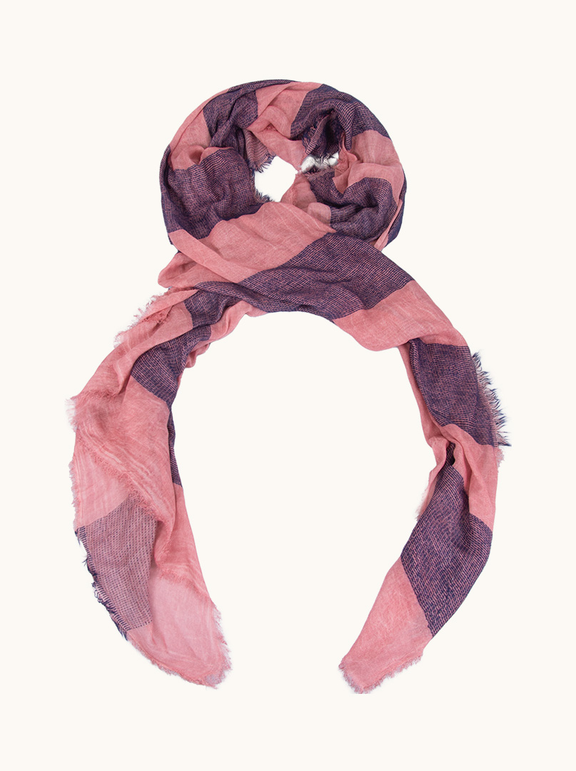 Pink and navy striped lightweight scarf 90 cm x 210 cm image 1