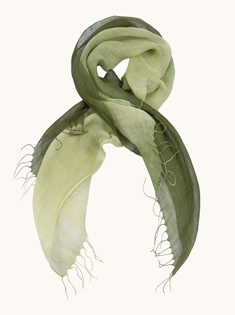 Scarf 100% linen green shaded 65 x 200 cm image 1