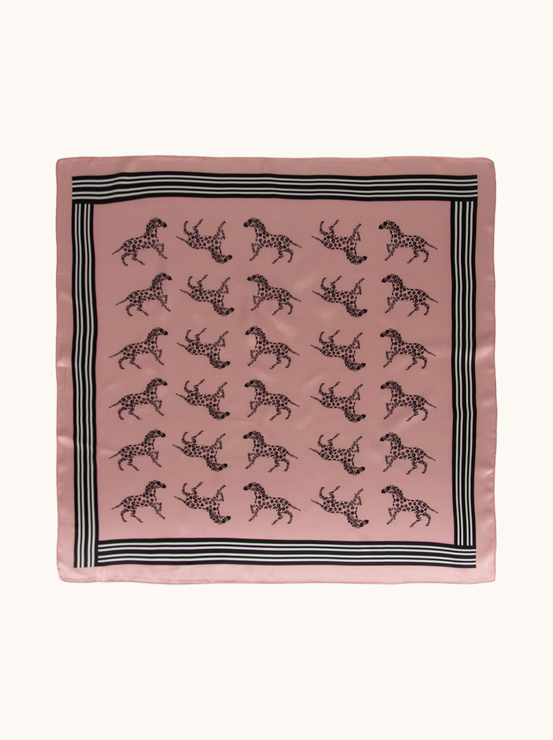 Pink silk scarf with animal motif 70 cm x 70 cm image 2