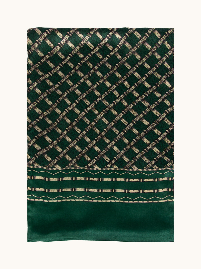 Exclusive men's green silk scarf double stitched 25 cm x 160 cm image 4