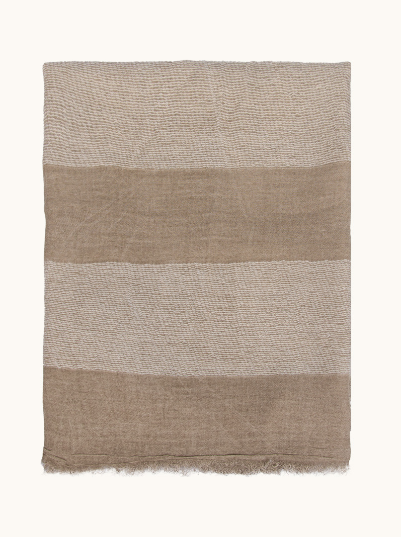 Striped beige scarf 90 cm x 210 cm image 2