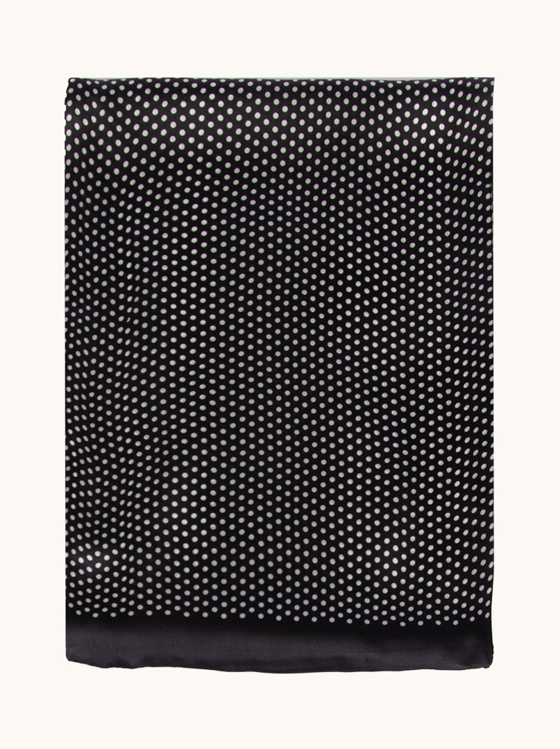 Exclusive men's black dotted silk scarf 25 cm x 160 cm image 4