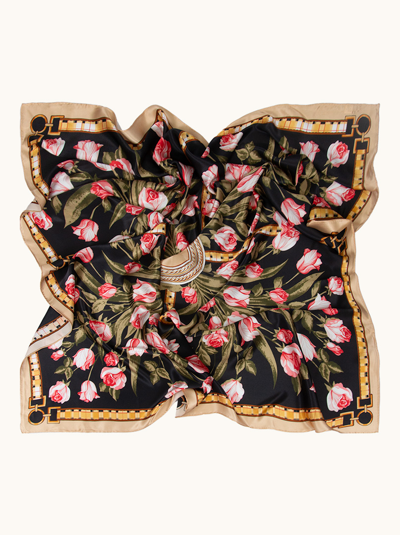 Large silk scarf in roses 110cm x 110cm image 1