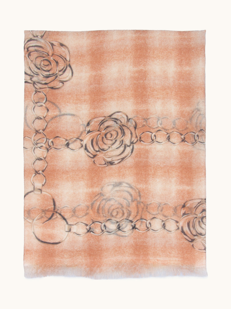 Exclusive cashmere shawl with chain and rose motif 70 cm x 200 cm PREMIUM image 2