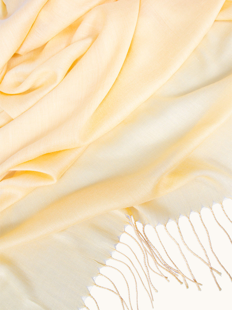 Light yellow scarf with tassels 70 cm x 200 cm image 4