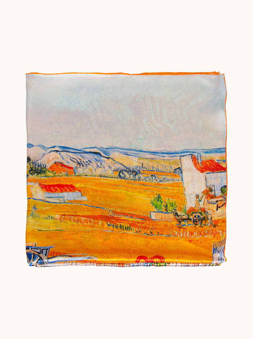 Vincent van Gogh silk scarf Harvest at La Crau 90 cm x 90 cm image 2