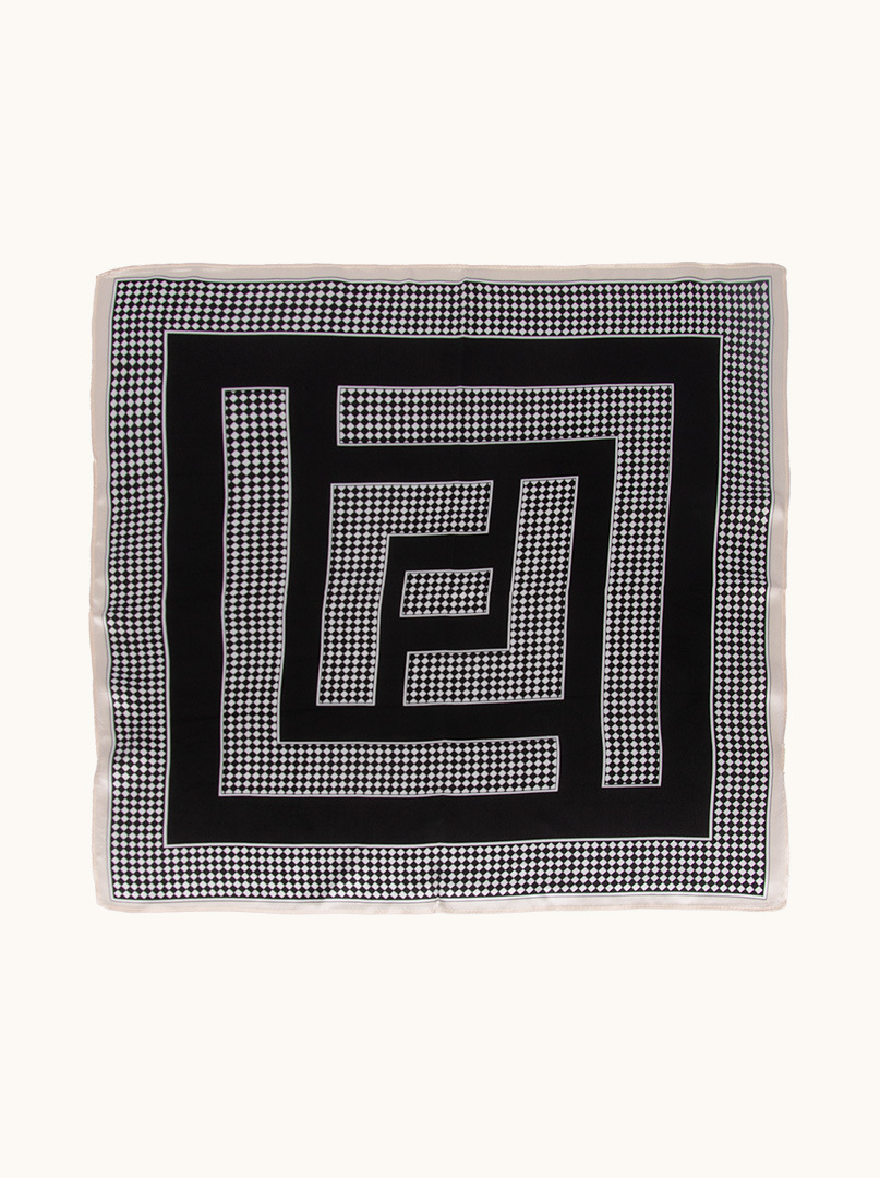 Silk gavroshka white and black in geometric patterns 53x53 cm image 2