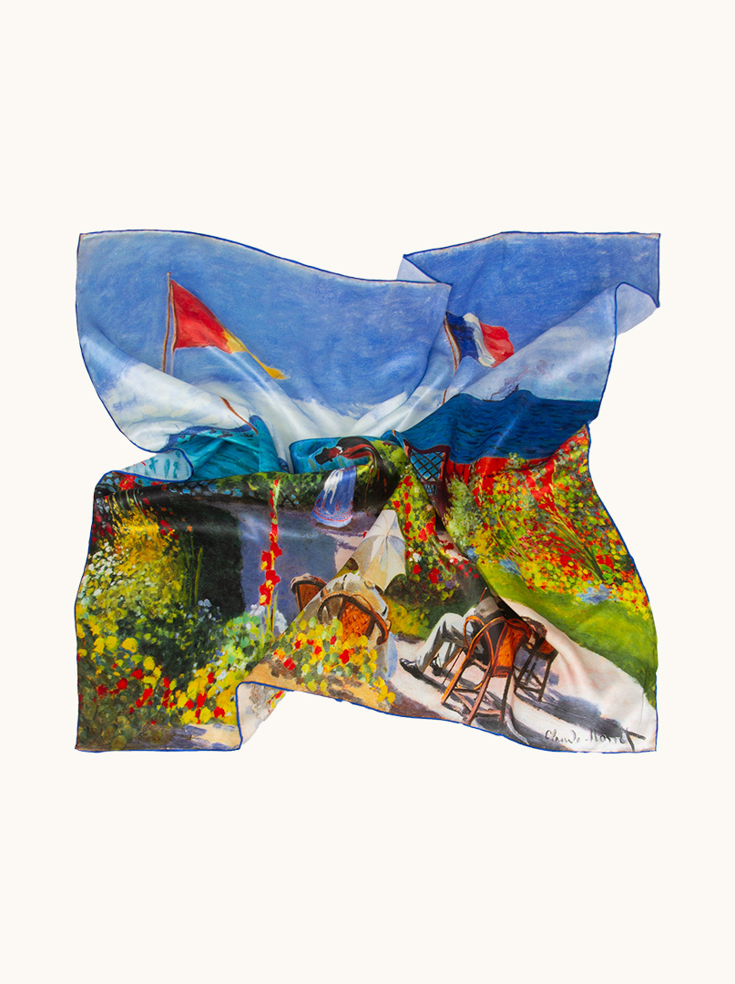 Silk scarf with landscape motif years 90 cm x 90 cm image 2