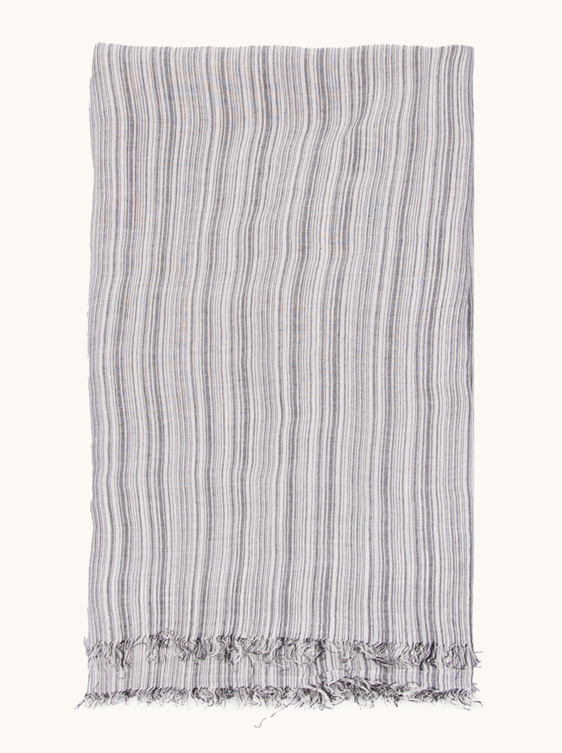 Lightweight viscose shawl with white and gray stripes 100 cm x 200 cm image 1