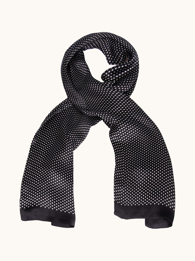 Exclusive men's black dotted silk scarf 25 cm x 160 cm image 1