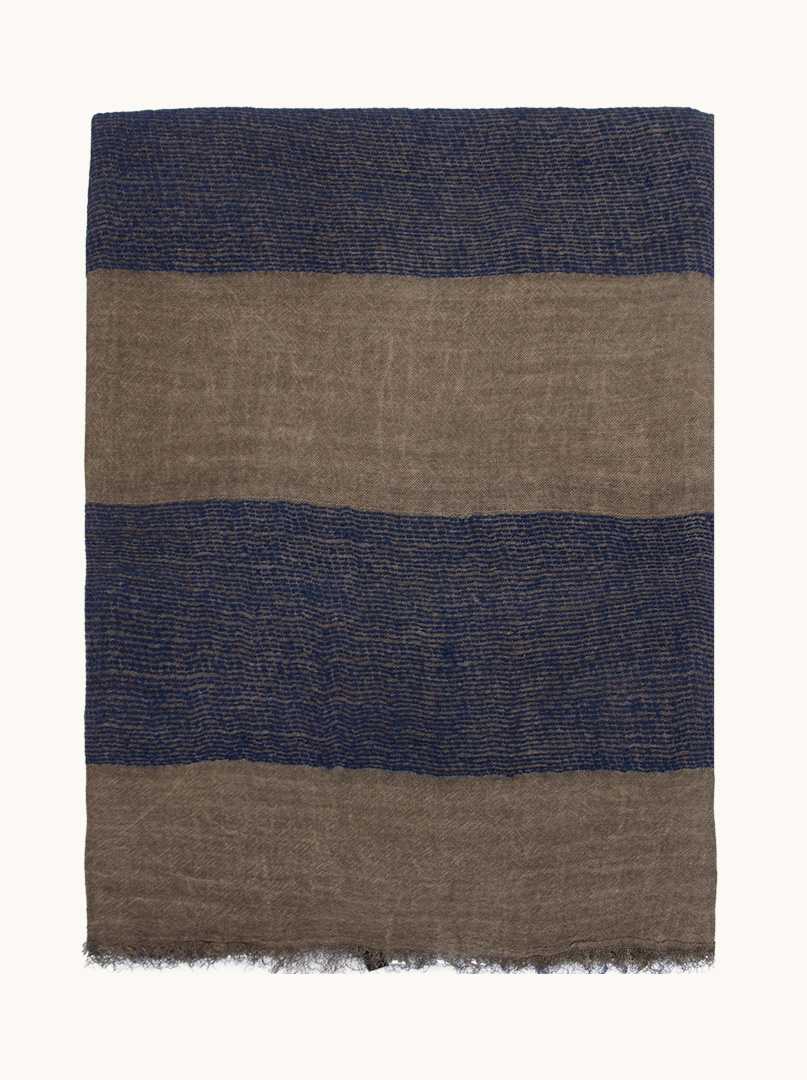 Brown and navy striped scarf 90 cm x 210 cm image 2