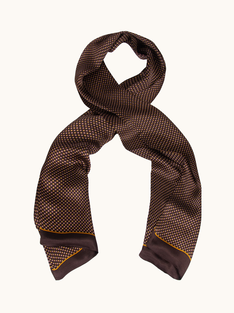 Exclusive men's brown silk scarf 25 cm x 160 cm image 1