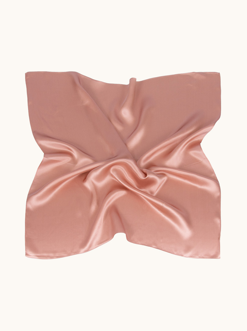 Salmon colored silk scarf 70 cm x 70 cm image 3