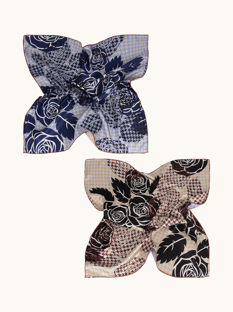 Double-sided silk scarf with floral motif 65 cm x 65 cm image 2