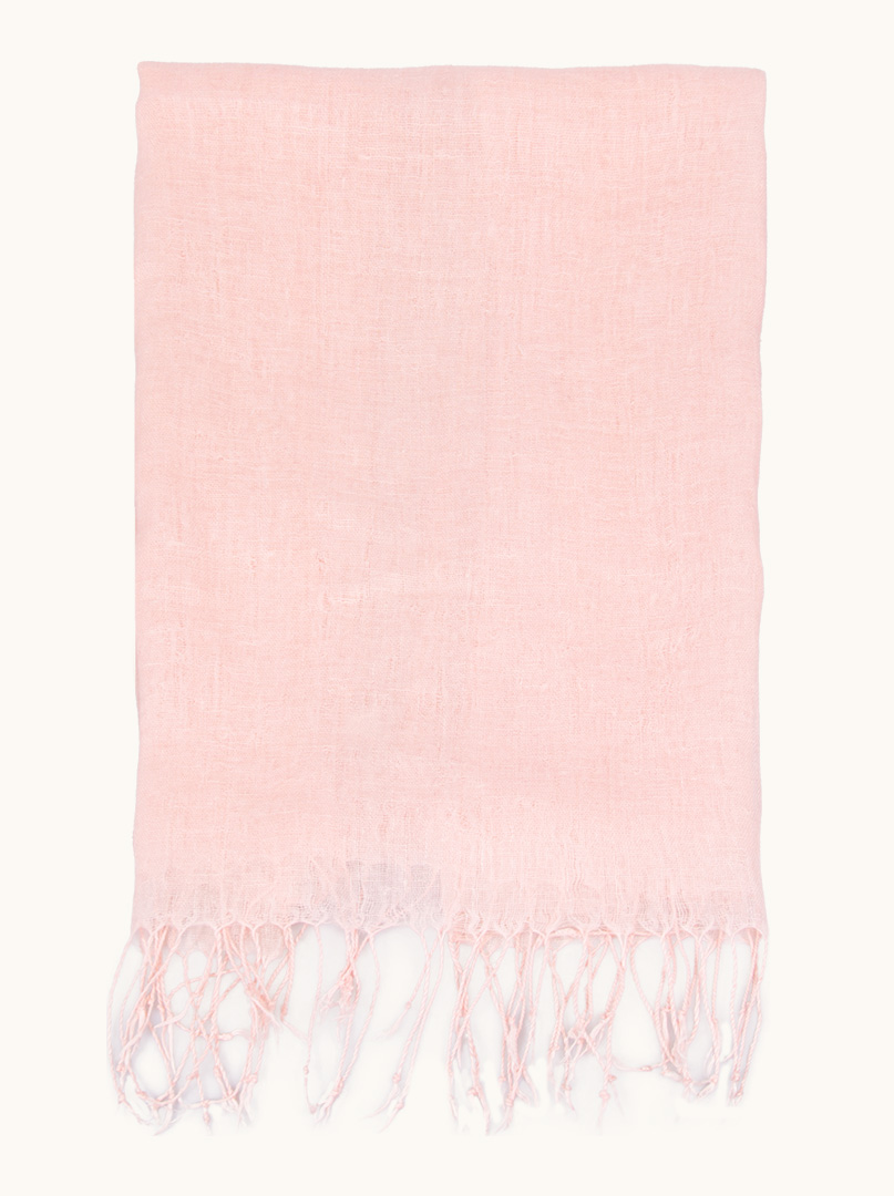 Scarf 100% linen in light pink 65 x 200cm image 1