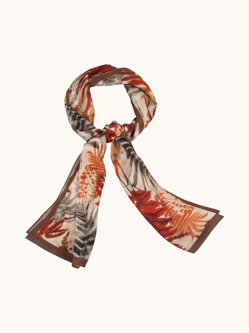 Silk scarf with floral motif 35 cm x 140 cm image 1