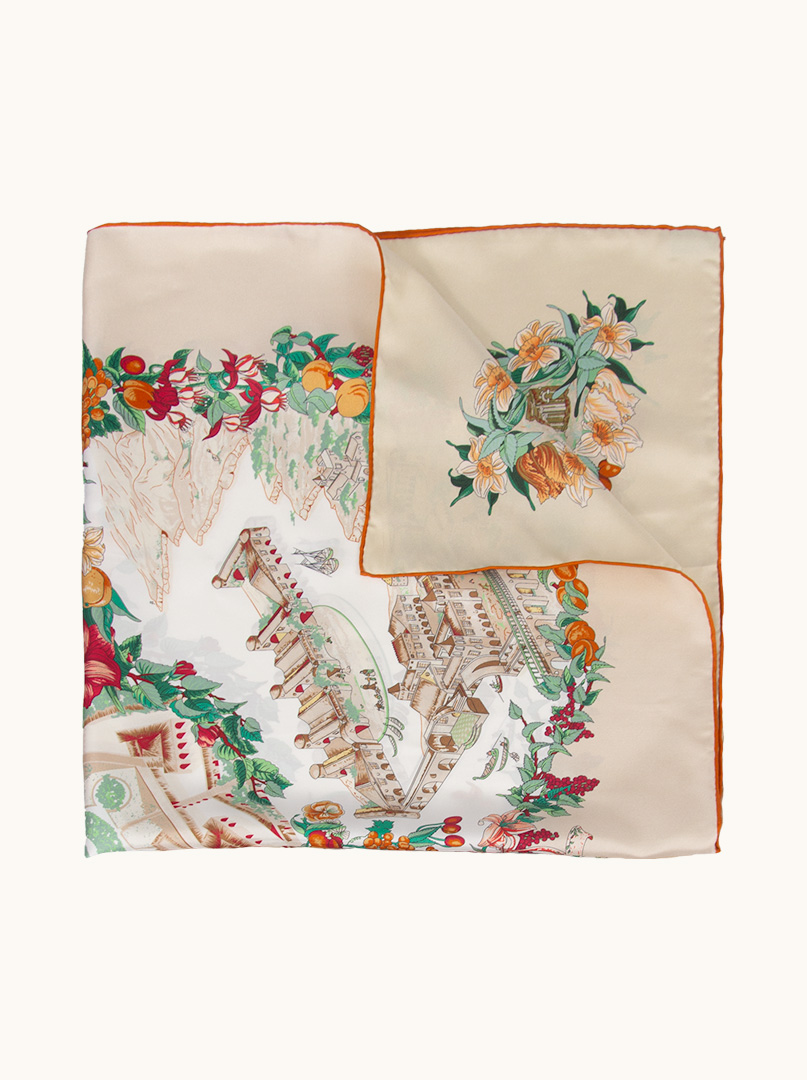 Thick silk scarf hand hemmed city motif 90 cm x 90 cm image 3