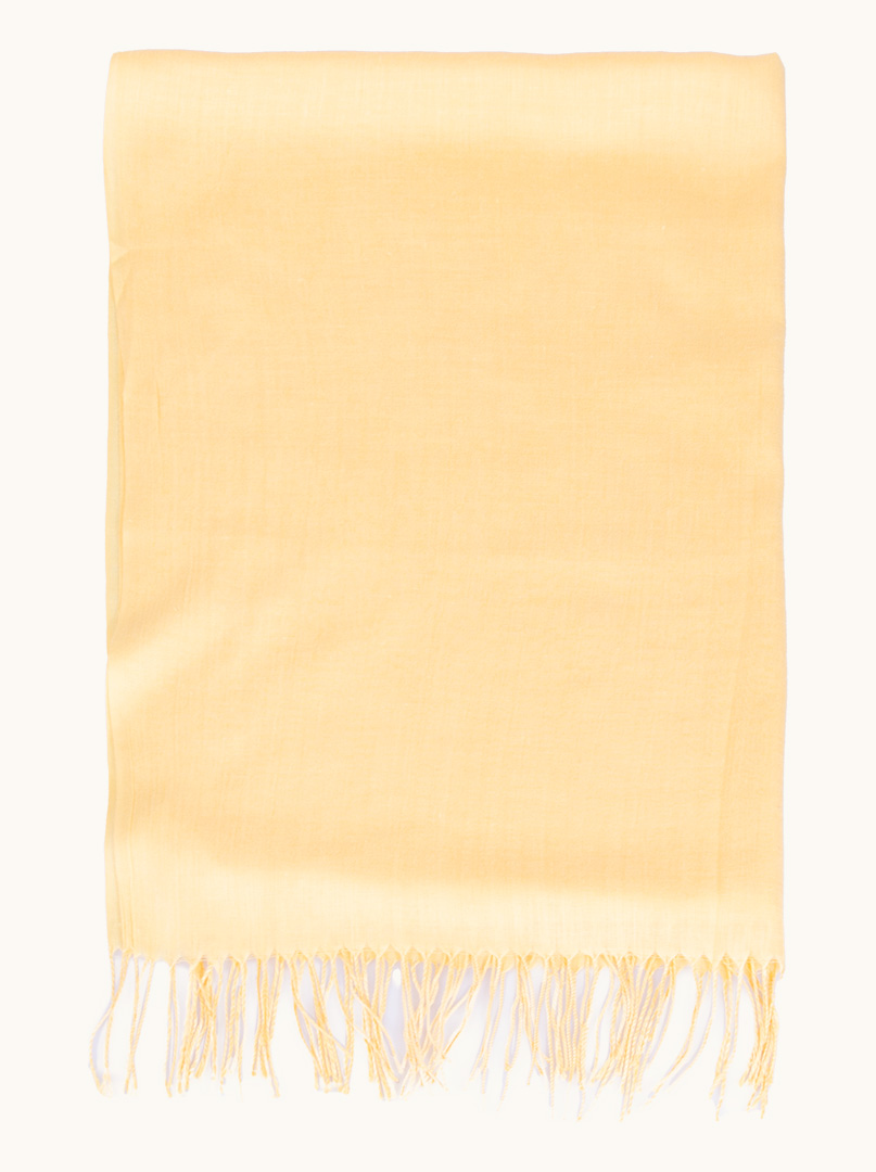 Light yellow scarf with tassels 70 cm x 200 cm image 2