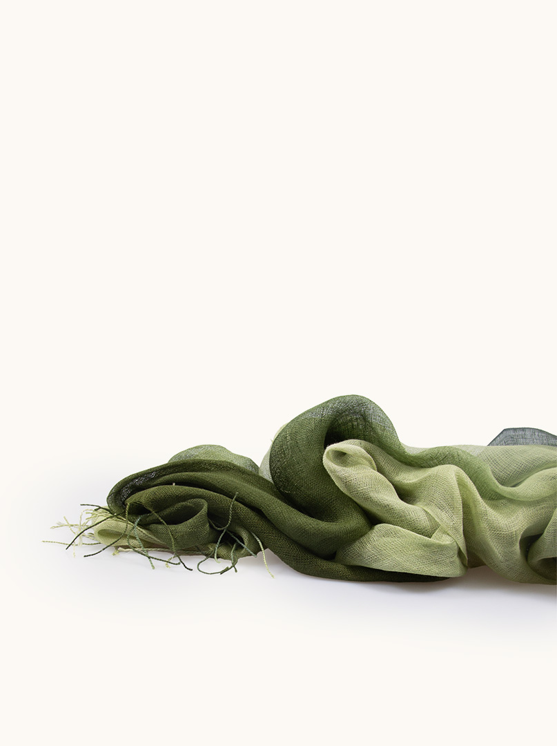 Scarf 100% linen green shaded 65 x 200 cm image 2