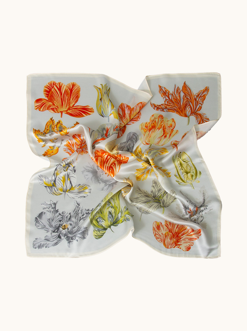 Silk scarf with floral motif 70 cm x 70 cm image 3