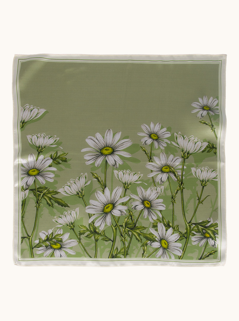 Jedwabna zielona gawroszka w kwiaty 53x53 cm zdjęcie 2