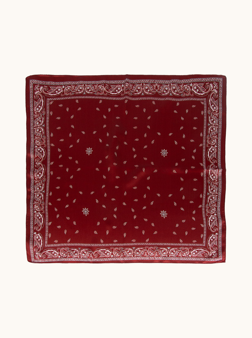 Maroon silk gavroche in peisleye 53x53 cm image 2