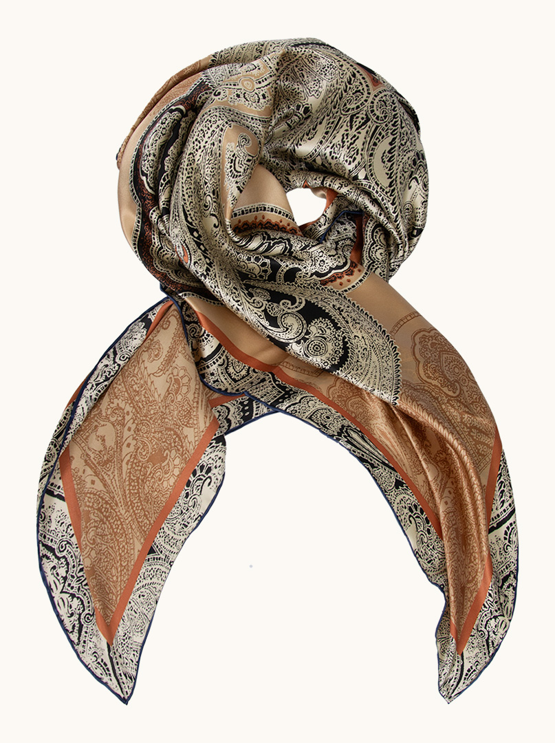 Large silk scarf in Turkish pattern 110cm x 110cm image 3