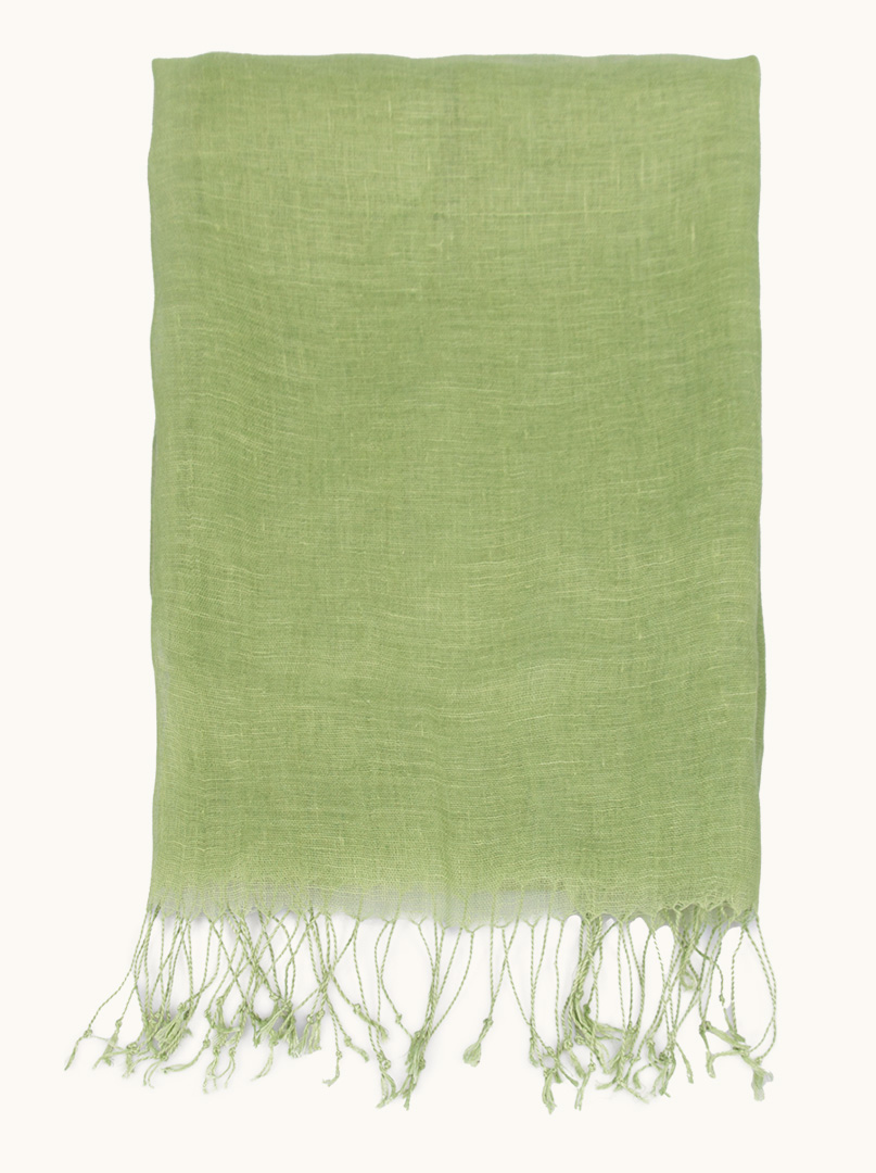Scarf 100% linen in green 65 x 200cm image 4