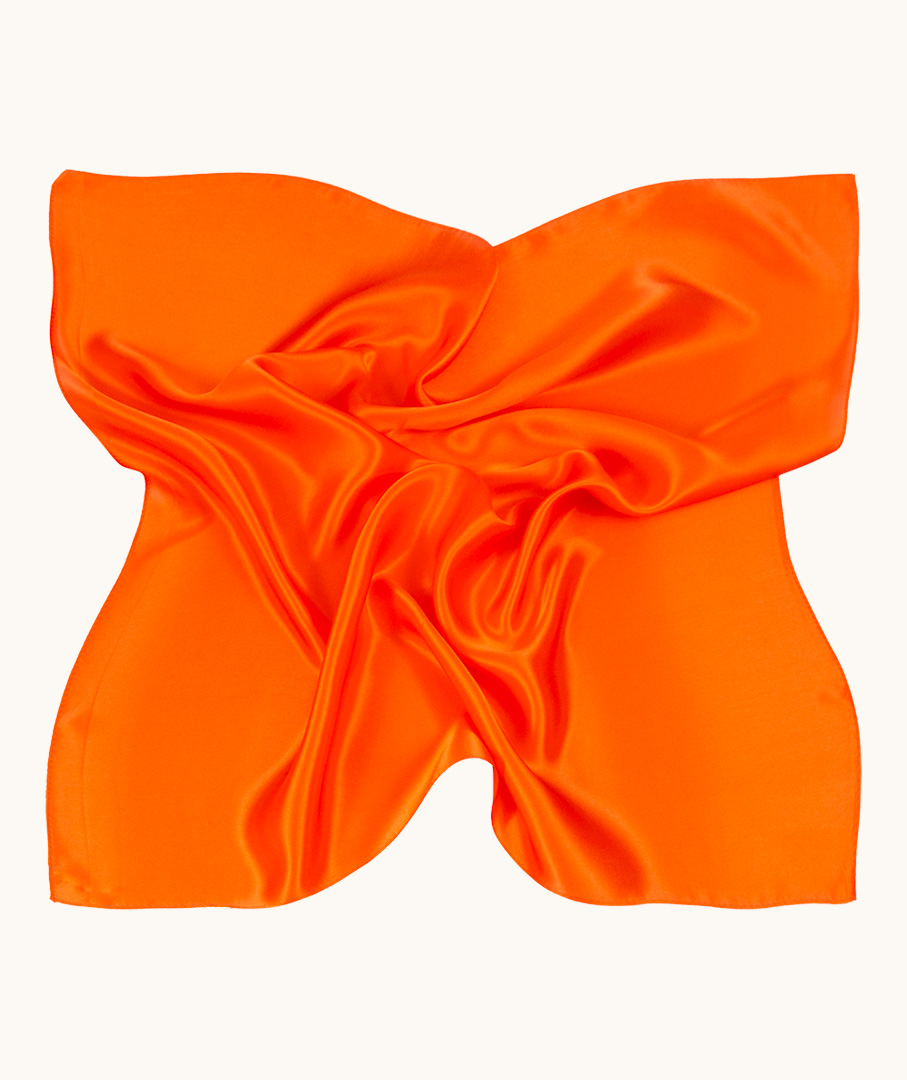 Small silk gavroche in orange color 53x53 cm image 2