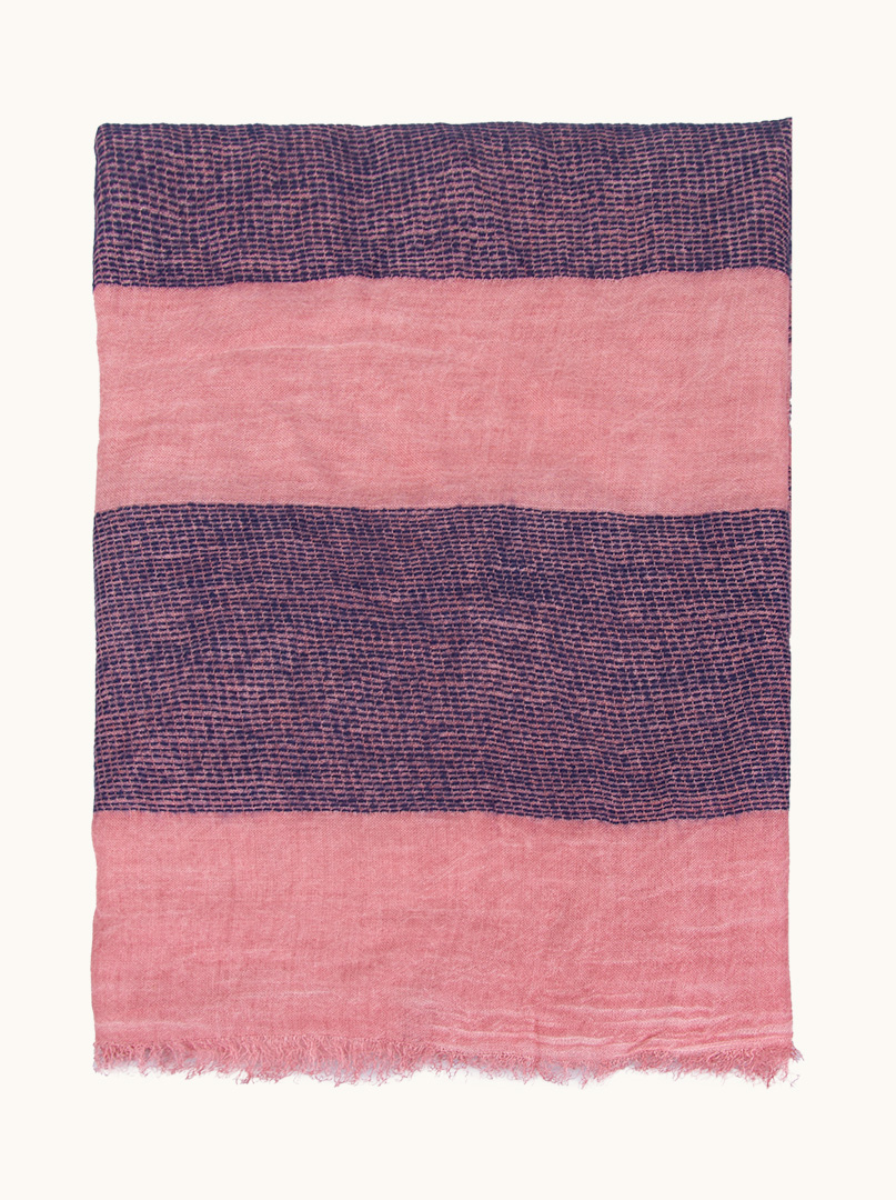 Pink and navy striped lightweight scarf 90 cm x 210 cm image 2