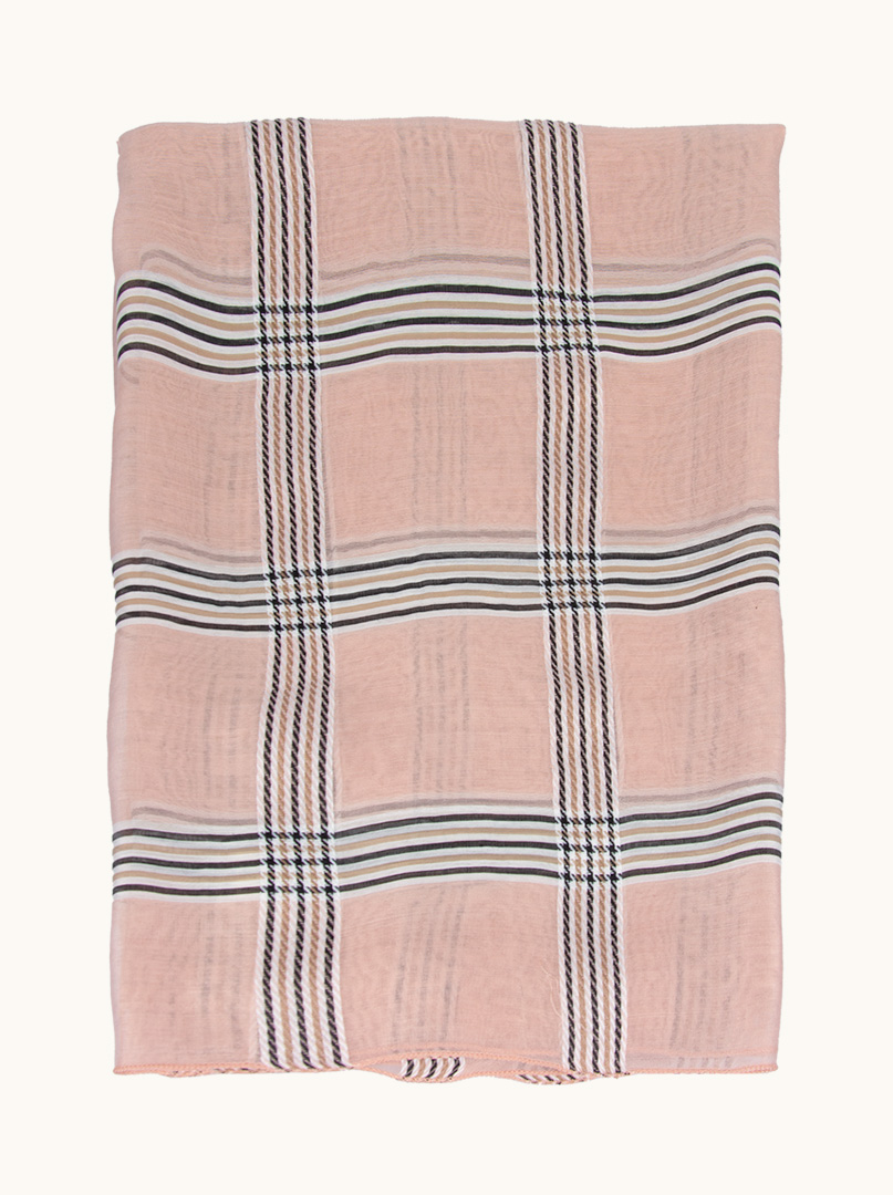 Pink checkered evening scarf 85 cm x 180 cm image 2