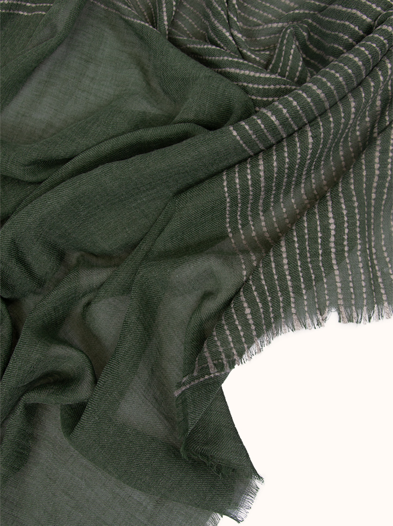 Lightweight striped shawl in earthy green color 90 x 190 cm image 4