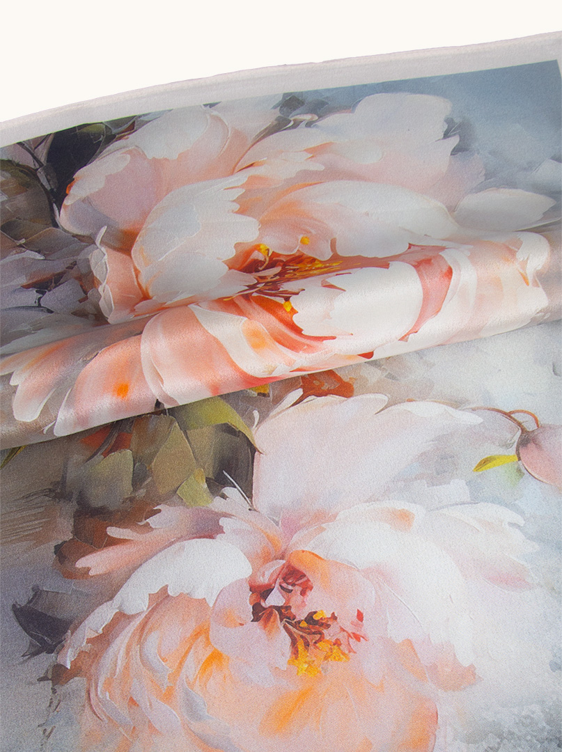 Silk scarf with painted flowers 35 cm x 140 cm image 3