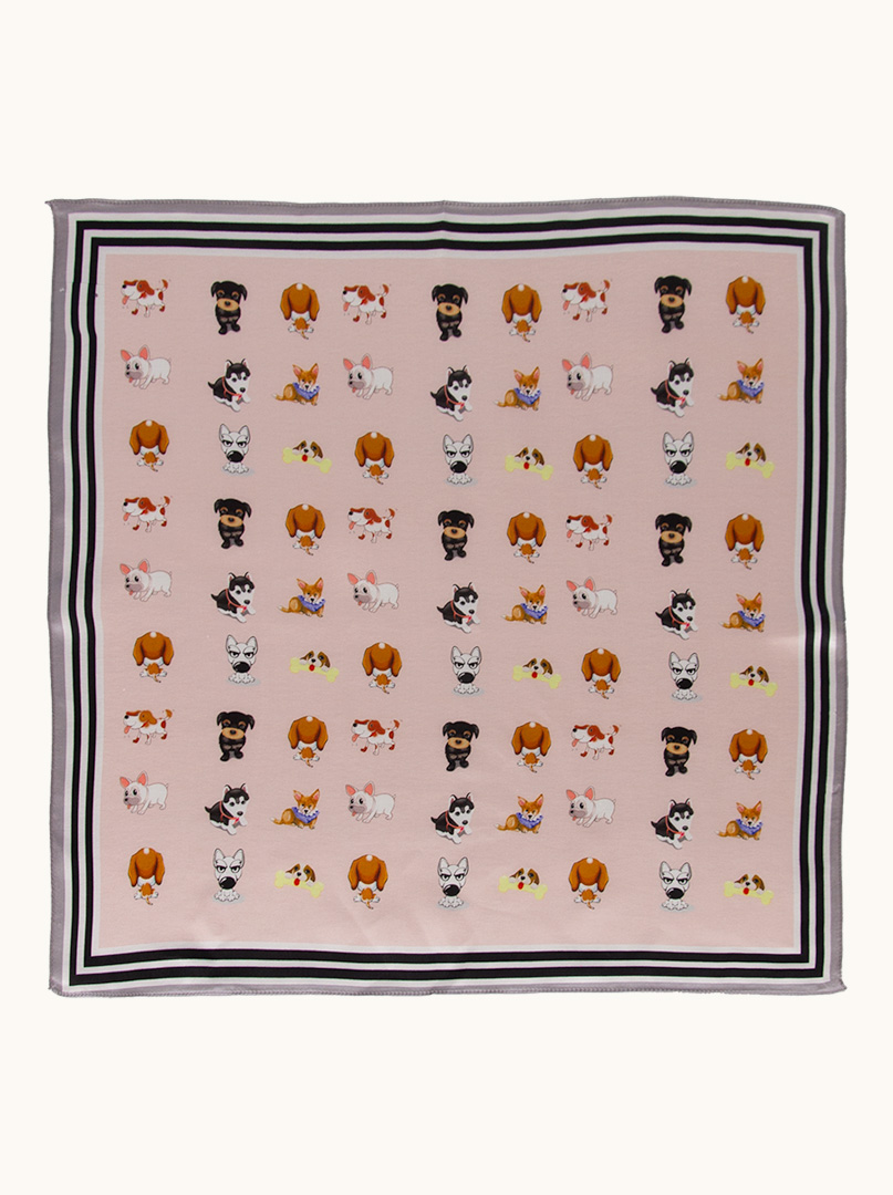 Small silk neckerchief in pink with doggie motif 53x53 cm image 3