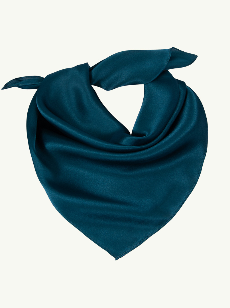 Small silk gavroche in azure color 53x53 cm image 1