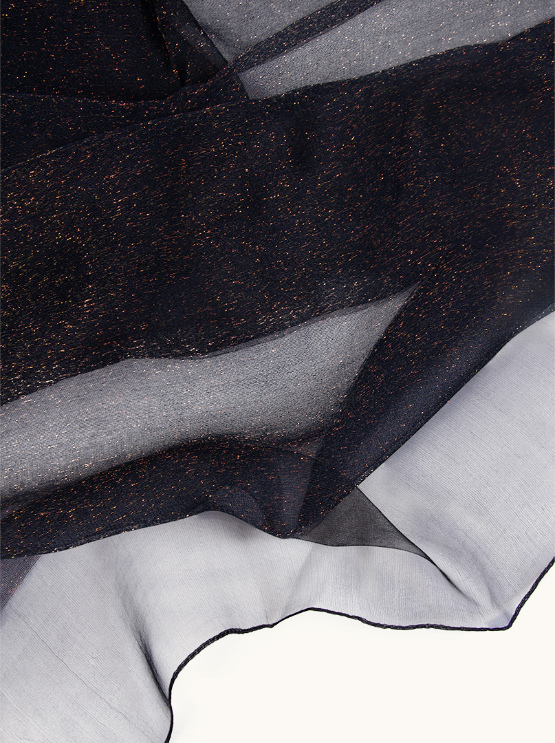 Black formal scarf with gold thread, 65 cm x 185 cm image 4