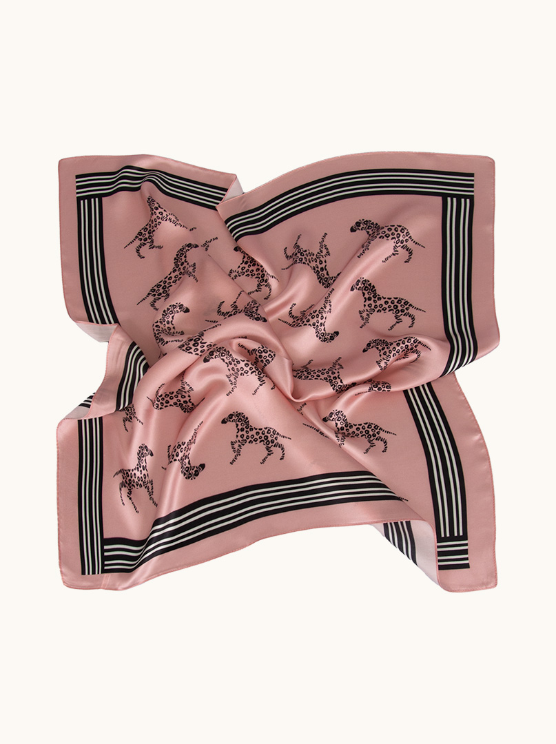 Pink silk scarf with animal motif 70 cm x 70 cm image 4