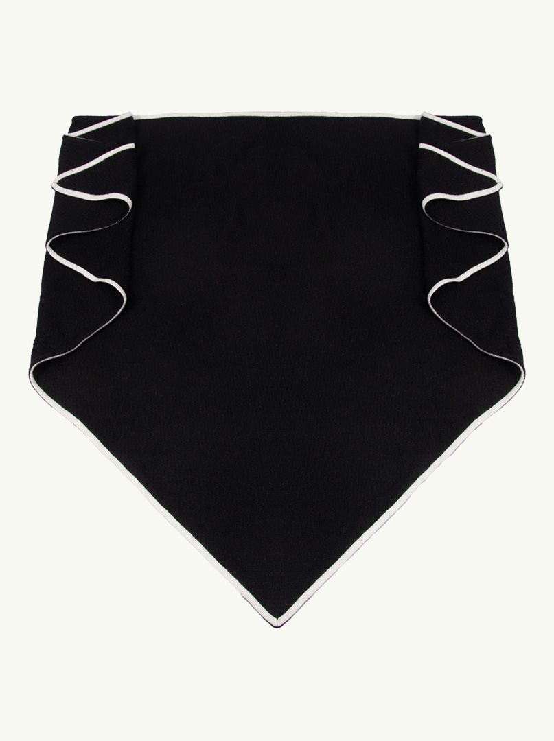 Ciepła ekskluzywna kaszmirowa chusta trójkątna czarna z białą lamówką  100 cm x 160 cm PREMIUM zdjęcie 4
