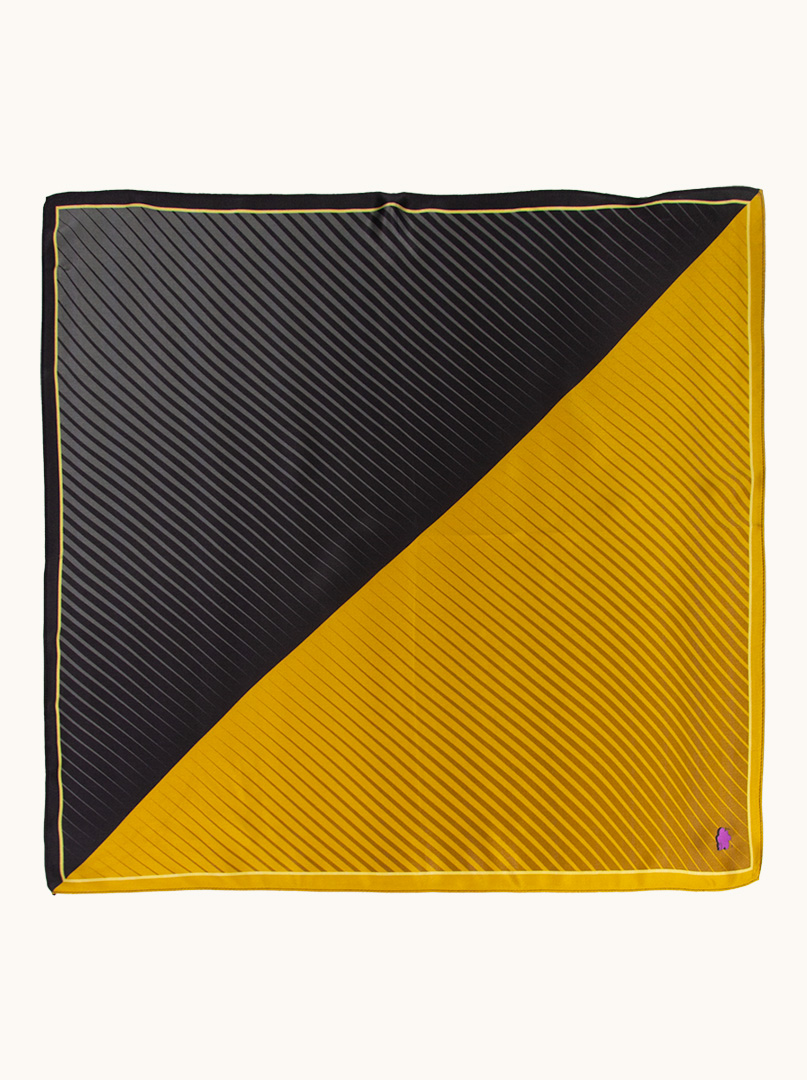 Gold and black striped silk scarf  70 cm x 70 cm image 2