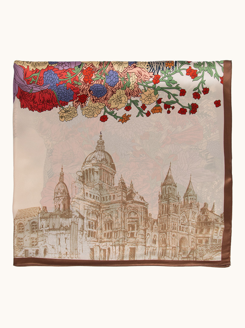 Silk scarf with floral motif 90 cm x 90 cm image 3