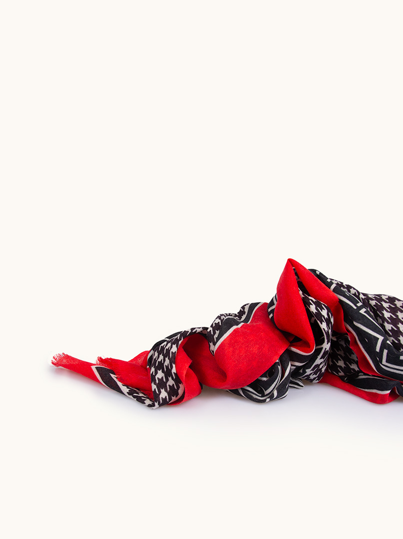 Pepeta scarf with red border 100% wool 70 cm x 180 cm image 4