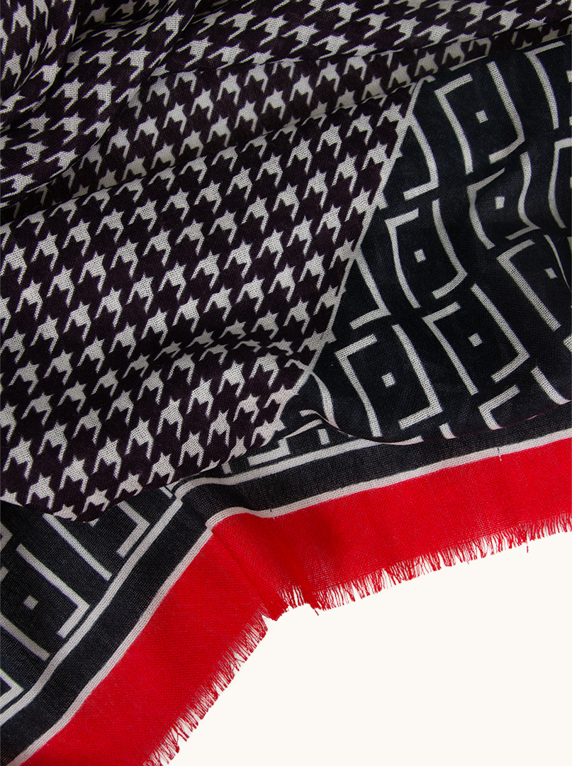 Pepeta scarf with red border 100% wool 70 cm x 180 cm image 3