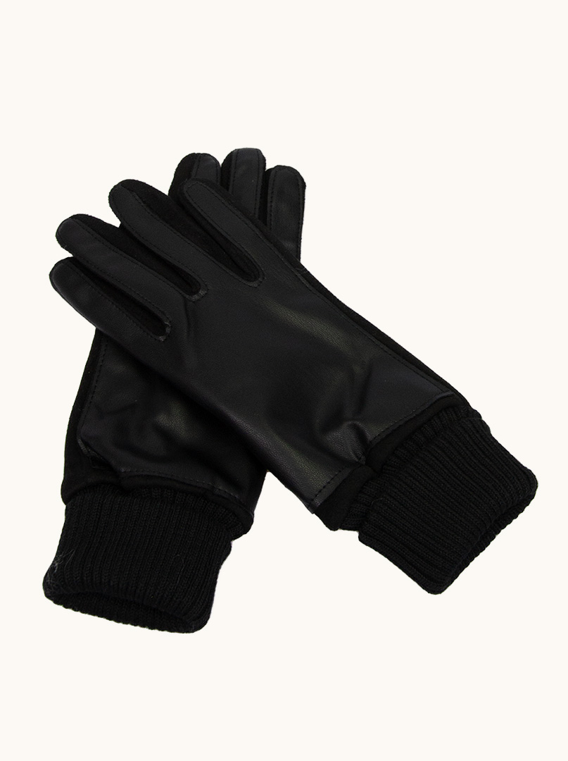 Czarne Skórzane Rękawiczki ze ściągaczem zdjęcie 1