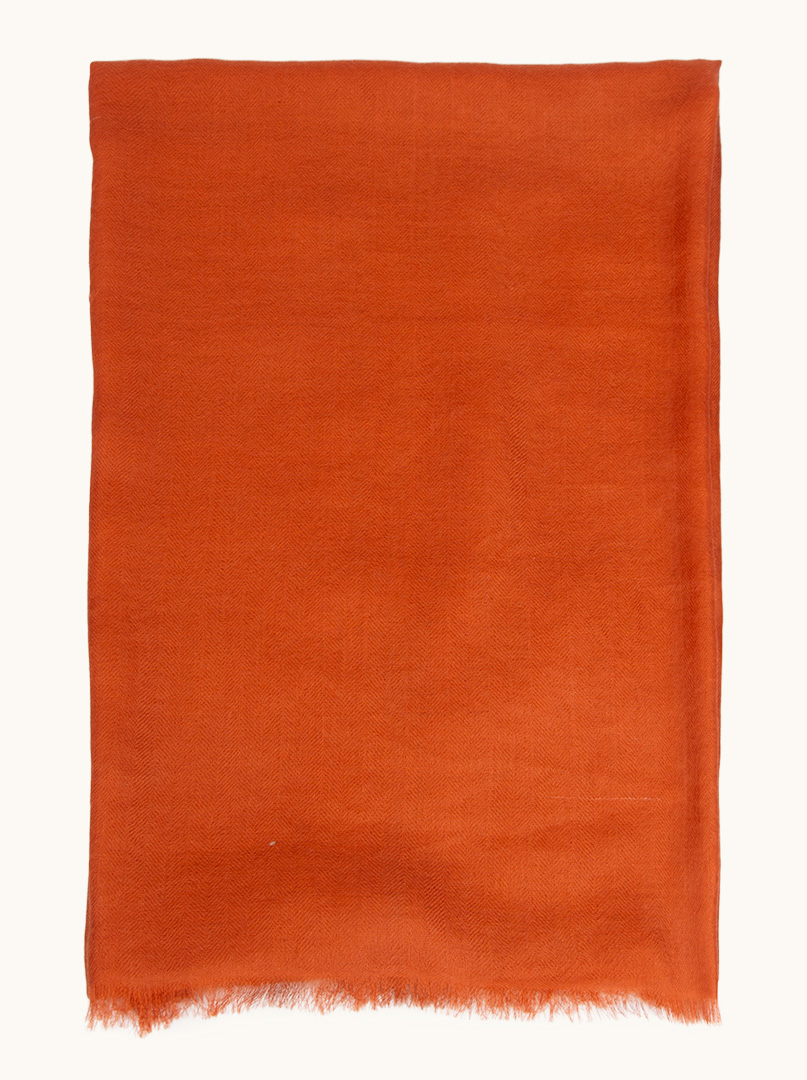 Ekskluzywny szal kaszmirowy w kolorze rudym 95 cm x 200 cm PREMIUM zdjęcie 2