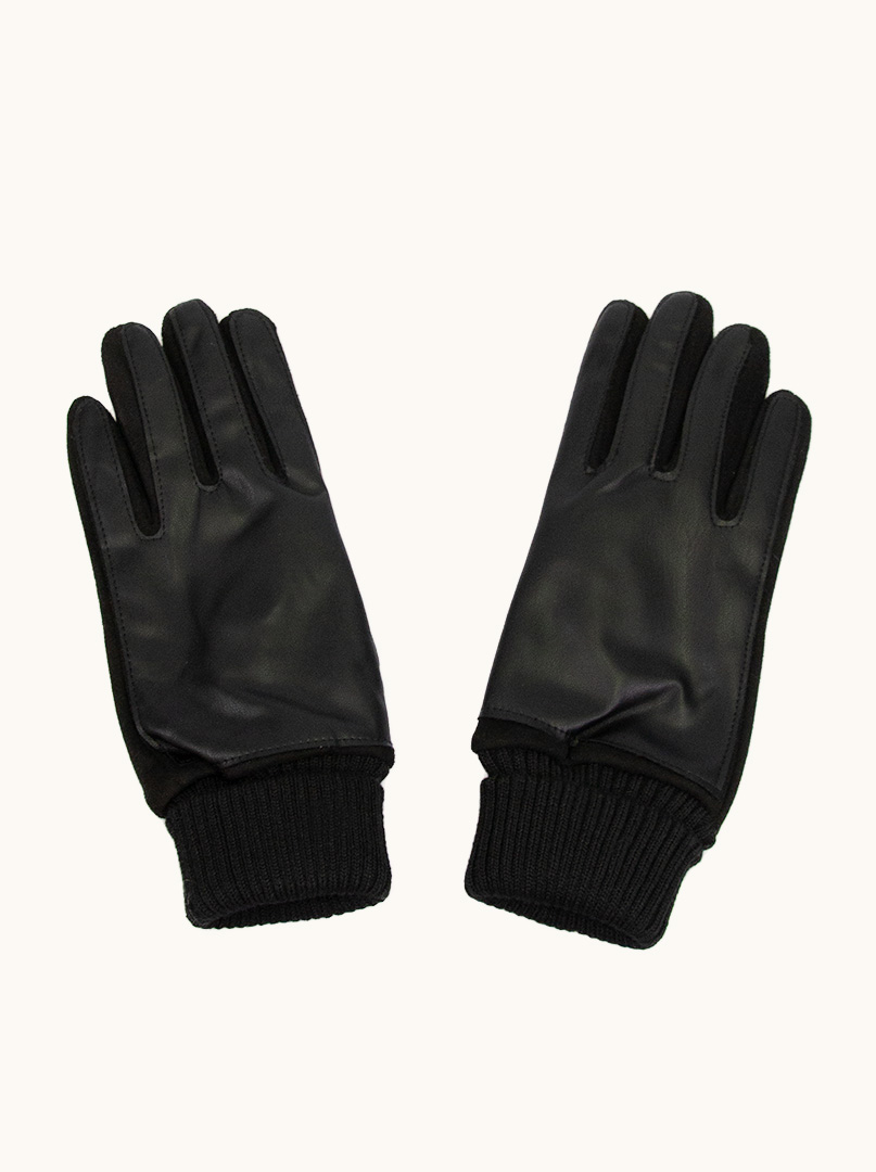 Czarne Skórzane Rękawiczki ze ściągaczem zdjęcie 2