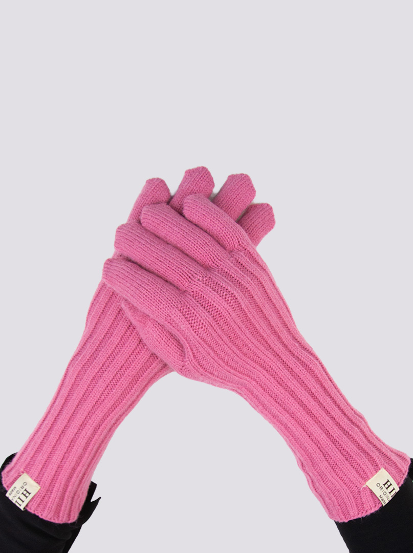 Długie rękawiczki grube dzianinowe różowe zdjęcie 1