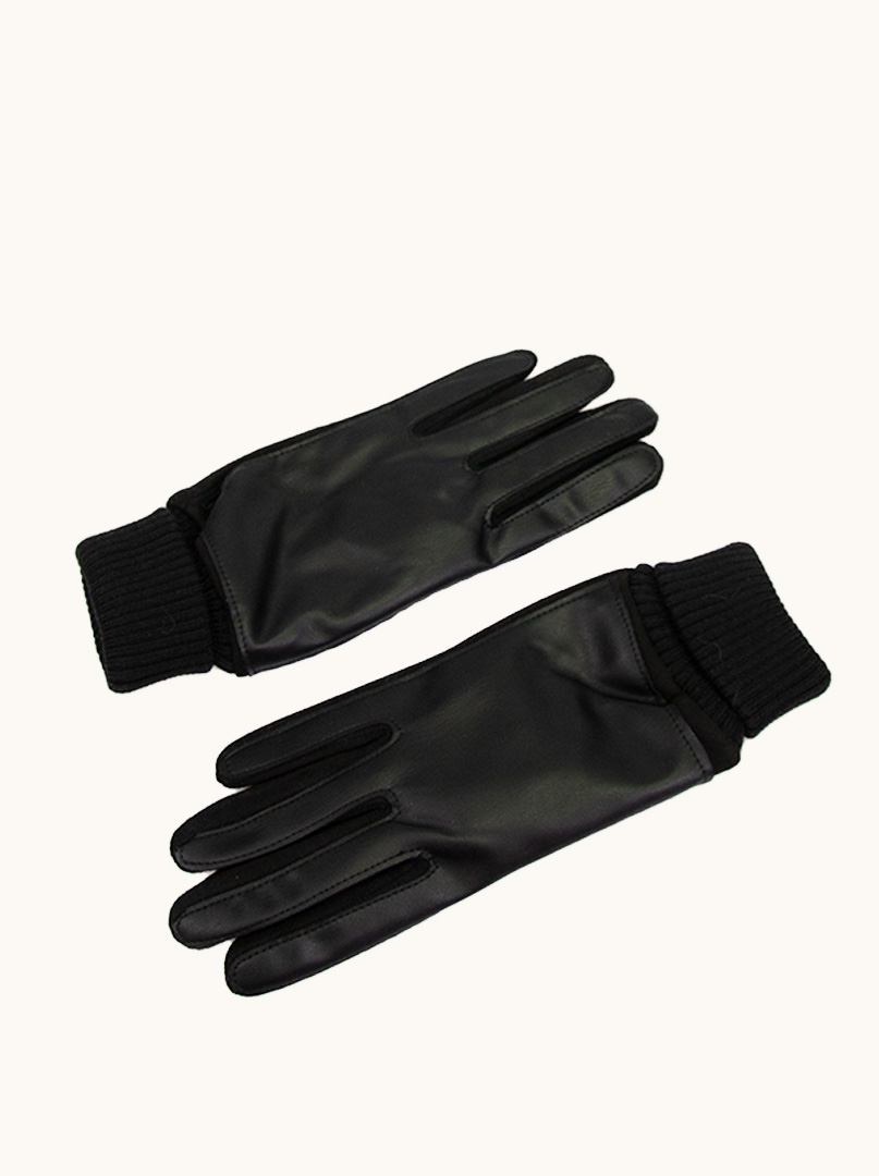 Czarne Skórzane Rękawiczki ze ściągaczem zdjęcie 3