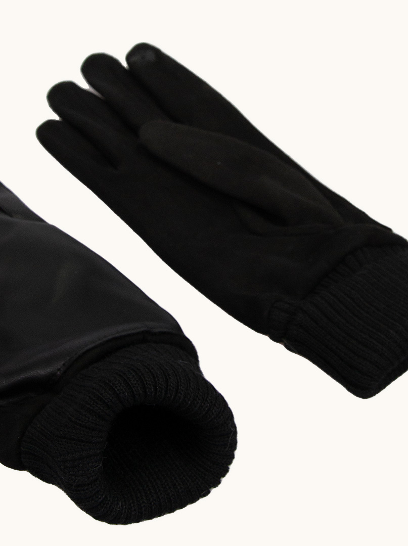 Czarne Skórzane Rękawiczki ze ściągaczem zdjęcie 4
