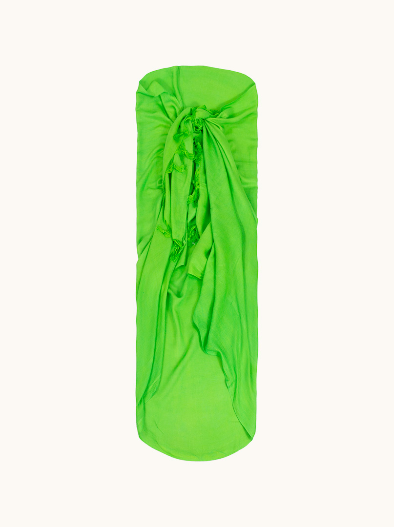 Pareo zielone z frędzlami 100 cm x 180 cm zdjęcie 1