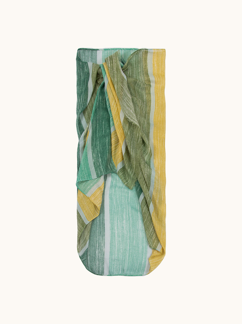 Pareo zielone w paski 80 cm x 180 cm zdjęcie 1